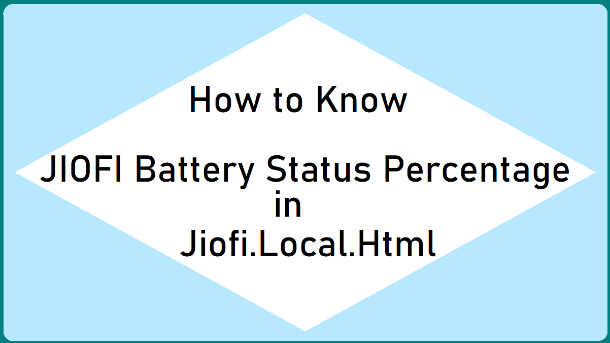 Jiofi battery Status Level check by login jiofi.local.html